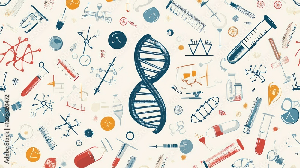 Poster dna helix science background pattern