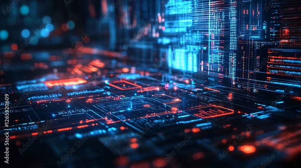 Poster dynamic visualization of futuristic technology in digital and virtual environments