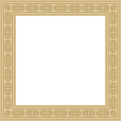 Vector square european gold ornament. Rectangular pattern, circle, ring of the Middle Ages. Revival border. Decorations of palaces and churches