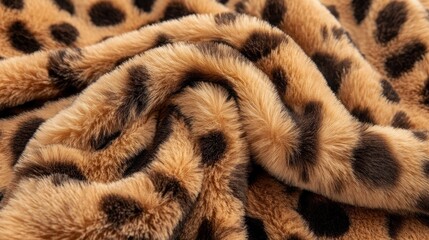 Leopard print faux fur fabric texture