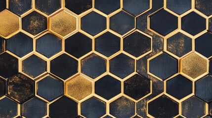 Gold black hexagon texture background