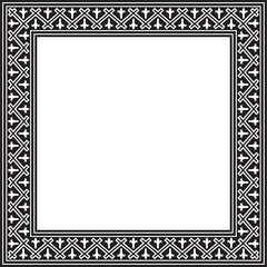 Obraz premium Vector square european black monochrome ornament. Rectangular pattern, circle, ring of the Middle Ages. Revival border. Decorations of palaces and churches