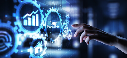 Asset management Business technology internet concept button on virtual screen.