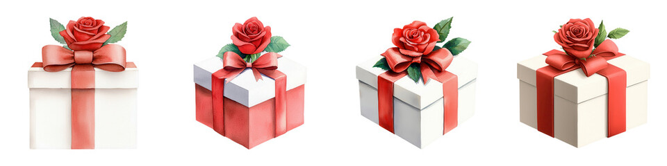 Obraz premium Elegant Gift Boxes with Ribbons and Roses for Special Occasions