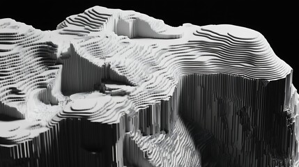 Abstract White Sculptural Landscape Topography