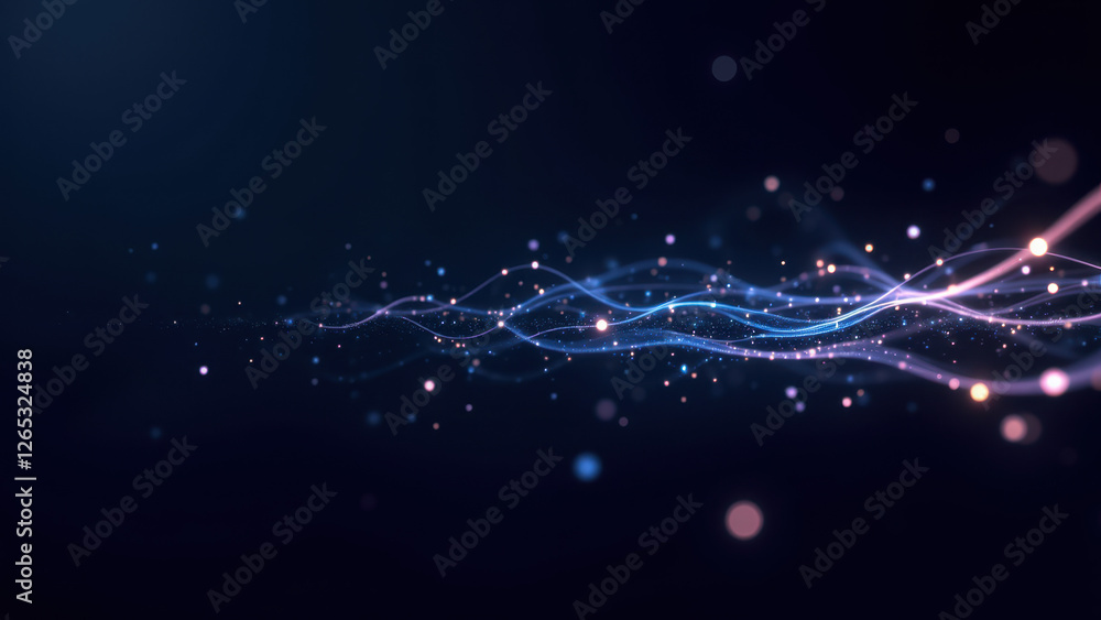 Poster an abstract digital visualization of cloud services and data centers with a cosmic theme related to 