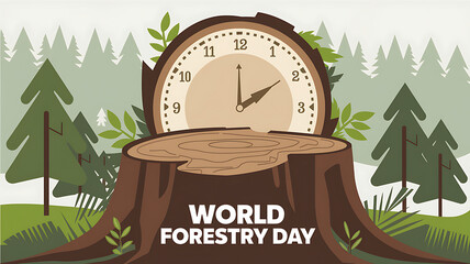Forestry Day, World Forestry Day: Tree Silhouettes. Forestry Day Poster, World Forestry Day banner.  World Forestry Day Poster 