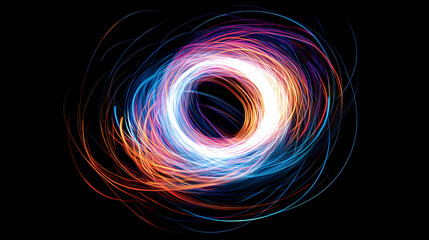 Vibrant Abstract Swirl on Black Background