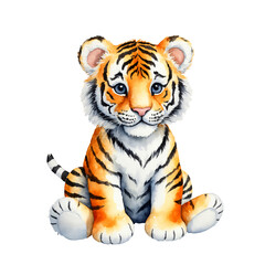 Obraz premium A cute Tiger stuffed toy Illustration on transparent background.
