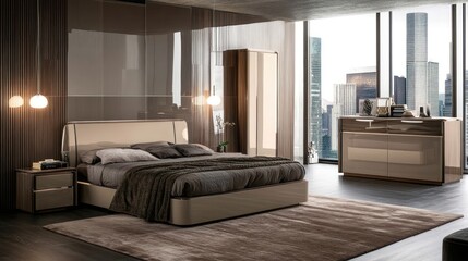 Modern bedroom suite city view
