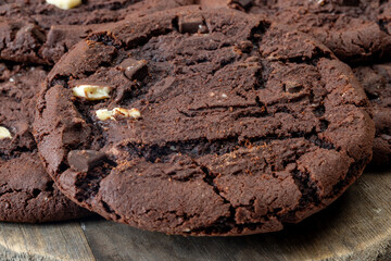 American sweet dessert soft dark and white chocolate cookies