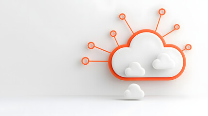 Cloud computing icon with interconnected nodes, representing technology and innovation. design features stylized cloud with smaller clouds, symbolizing data flow and connectivity