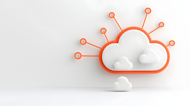Cloud computing icon with interconnected nodes, representing technology and innovation. design features stylized cloud with smaller clouds, symbolizing data flow and connectivity