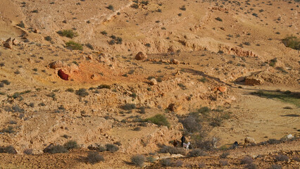 Ksar Al-Kharashifa,governatorato di Tataouine, Tunisia, resti del villaggio fortificato Berbero...