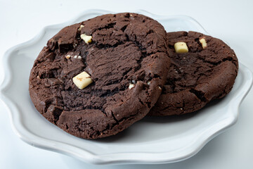 American sweet dessert soft dark and white chocolate cookies
