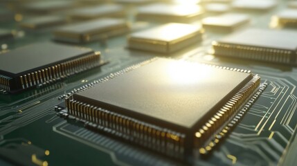 A closeup perspective of layered circuit boards showing multiple stacked chips with their connection interfaces showcasing the evolution of multicore processing capabilities designed