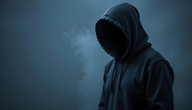 Mysterious hooded figure in the shadows