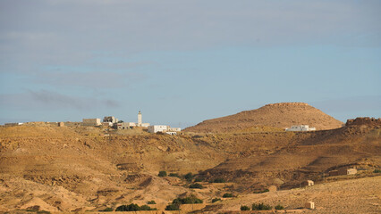 Ksar Al-Kharashifa,governatorato di Tataouine, Tunisia, resti del villaggio fortificato Berbero...