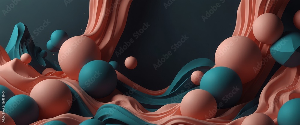 Fototapete a minimalist 3d background design with geometric shapes in fluid motion, offering depth and texture