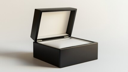 Open black box, studio, white background, gift
