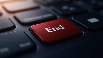 Close-up view of a laptop keyboard featuring a prominent red rectangle button
