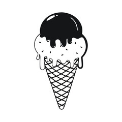 Simple Black Silhouette of Ice Cream Cup with Soft Serve Gelato in Glass – Vector Design for Summer Branding and Street Food Logos