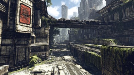 Post-apocalyptic city ruin exploration