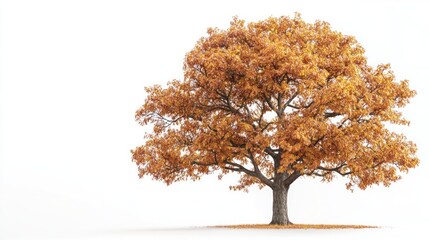 Obraz premium Autumn oak tree isolated on white background; nature design