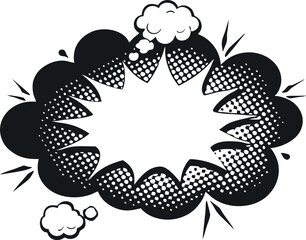 Comic Speech Bubbles with Halftone Shadows – Hand-Drawn Retro Cartoon Stickers in Pop Art Style, Vector Illustration