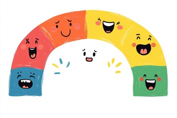 Fototapeta premium Rainbow of Emotions: A Colorful Display of Joy, Laughter, and Happiness