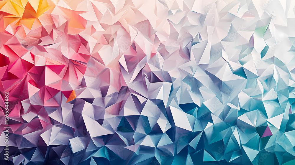 Poster abstract art: dynamic polygons in red and blue gradient