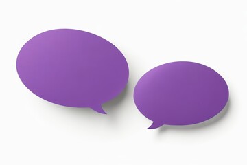 two purple speech bubbles on a white background with shadows