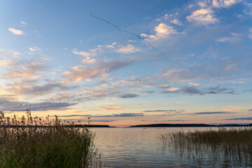 Lake Seksty. Landscape of Masuria in Poland, Karwik village in the Pisz area.