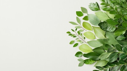 Obraz premium Eco-Friendly Recycling Symbol Made of Green Leaves on Neutral Background