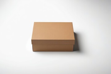 there is a brown box that is sitting on a white surface