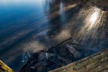 water flowing into the fog