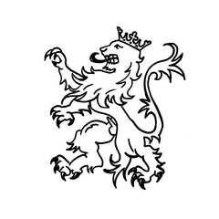 Lion, coat of arms, Netherlands, Hand drawing, illustration, pencil, sketch, transparent PNG