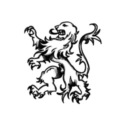 Lion, coat of arms, Netherlands, Hand drawing, illustration, pencil, sketch, transparent PNG