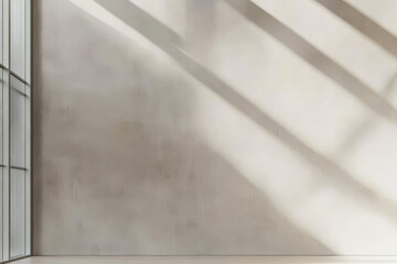 Obraz premium Natural light casting shadows on a minimalist concrete wall in an indoor space