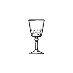 Classic wine Glass, Retro, Hand drawing, illustration, pencil, sketch, transparent PNG