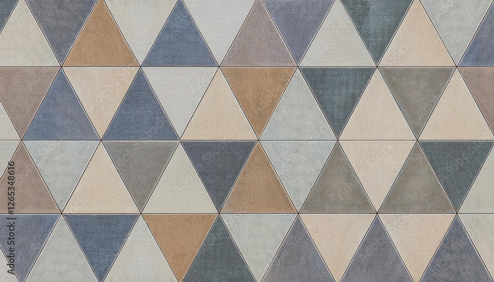 Poster geometric triangle pattern in neutral tones with textured surfaces, modern wall tile design for home
