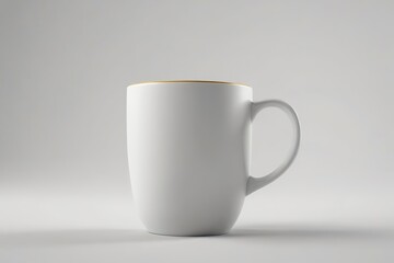 Obraz premium there is a white coffee cup with a gold rim on a gray background