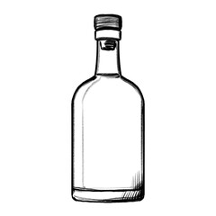 Whiskey, bottle, Hand drawing, illustration, pencil, sketch, transparent PNG