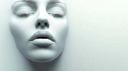 Serene Sculpted Face: A Monochromatic Beauty Portrait