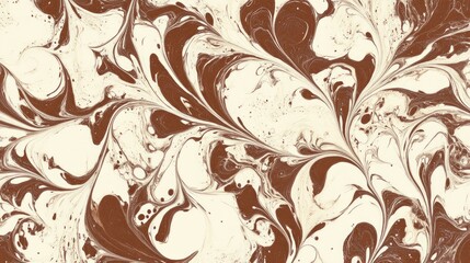 Swirling Cream Brown Ink Marble Texture Background