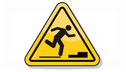 Mind your step icon. Trip, stumble caution sign with fall pictogram man. Warning, danger, yellow triangle sign. perfect any project..