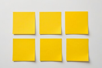Fototapeta premium yellow sticky notes on a white surface with a white background