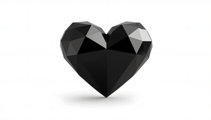 Diamante Negro Facetado en Forma de Coraz&oacute;n, Joya de Lujo, Renderizado 3D, Vista de Estudio