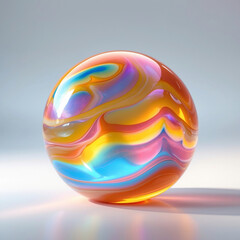 colorful rainbow glass marble isolated on white background