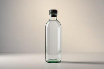 a close up of a bottle of water on a table